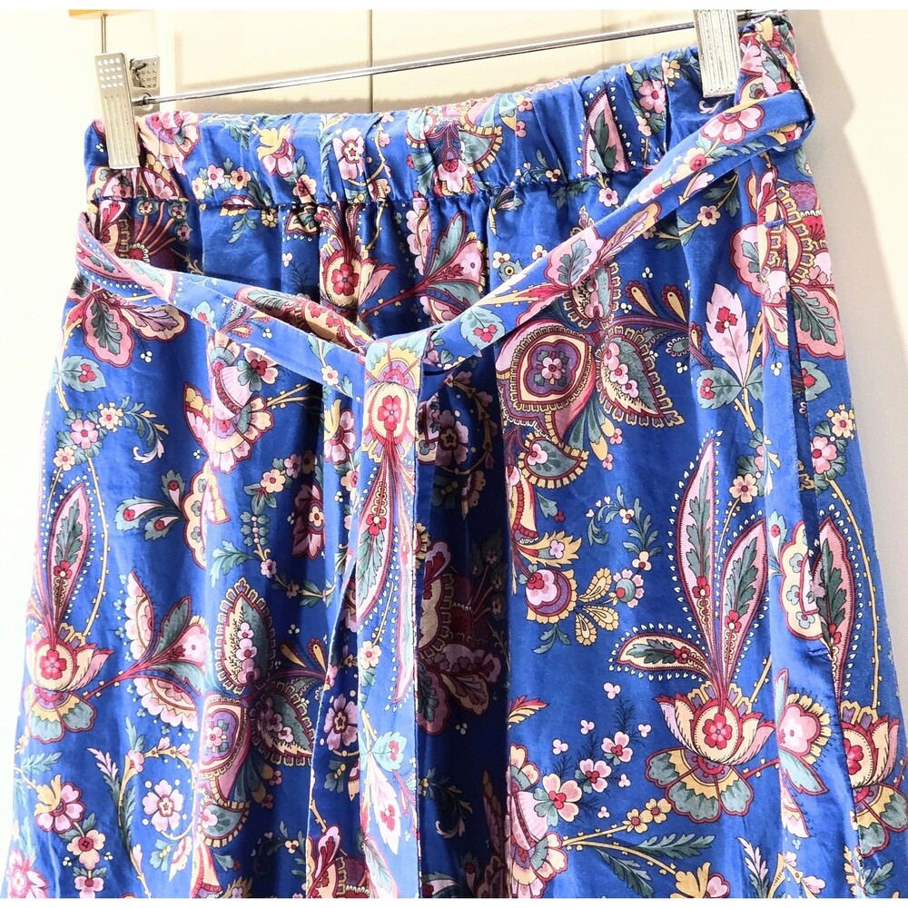 J.Crew Limited 100% Cotton Floral Paisley Asymmetrical Midi Skirt Belted Boho - Picture 4 of 12